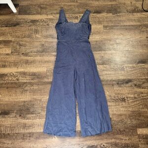 VETTA Blue Zipper Wide Leg Jumpsuit